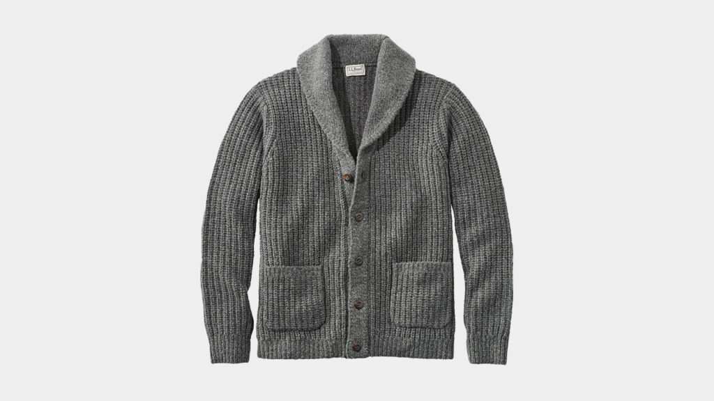 grey cardigan sweater mens llbean