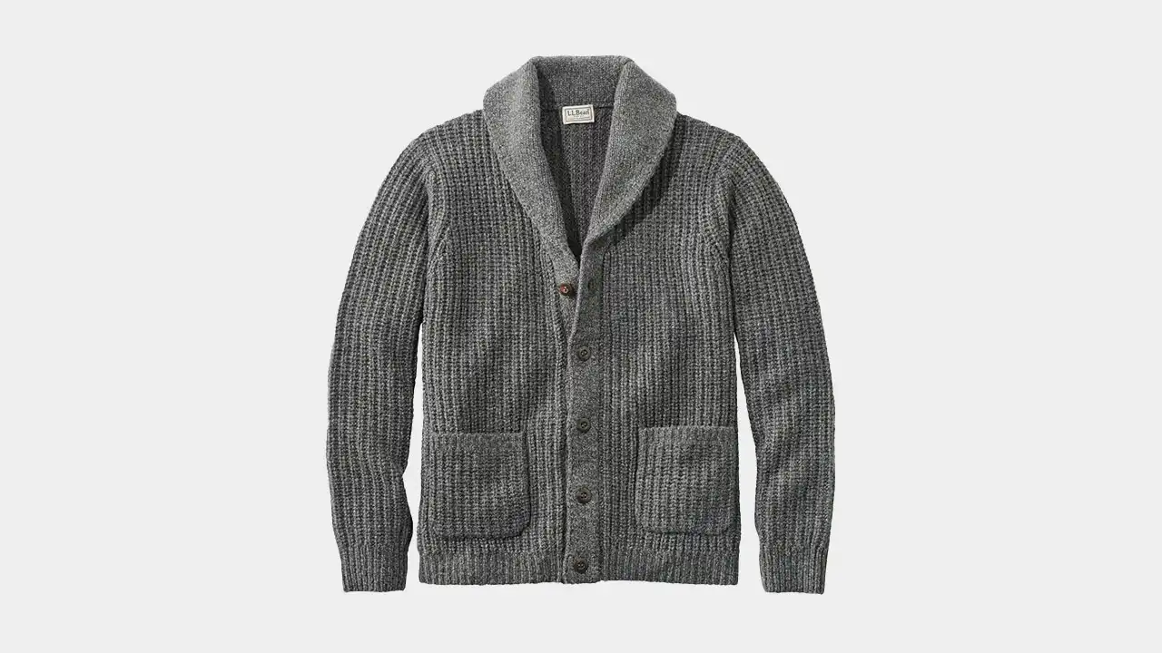 L.L.Bean Ragg Wool Shawl Cardigan