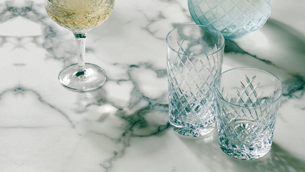 rocks glass on marble table