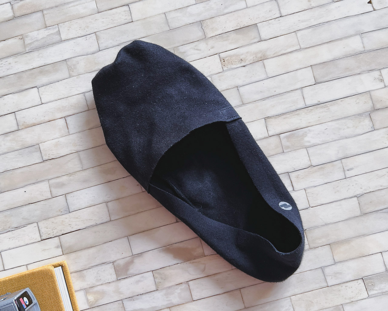 top down shot of black ondo classic no show socks