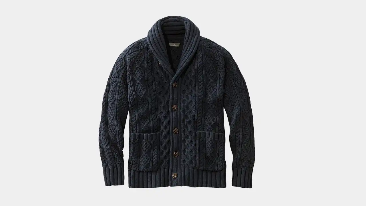 L.L.Bean Signature Cotton Fisherman Shawl Collar Cardigan