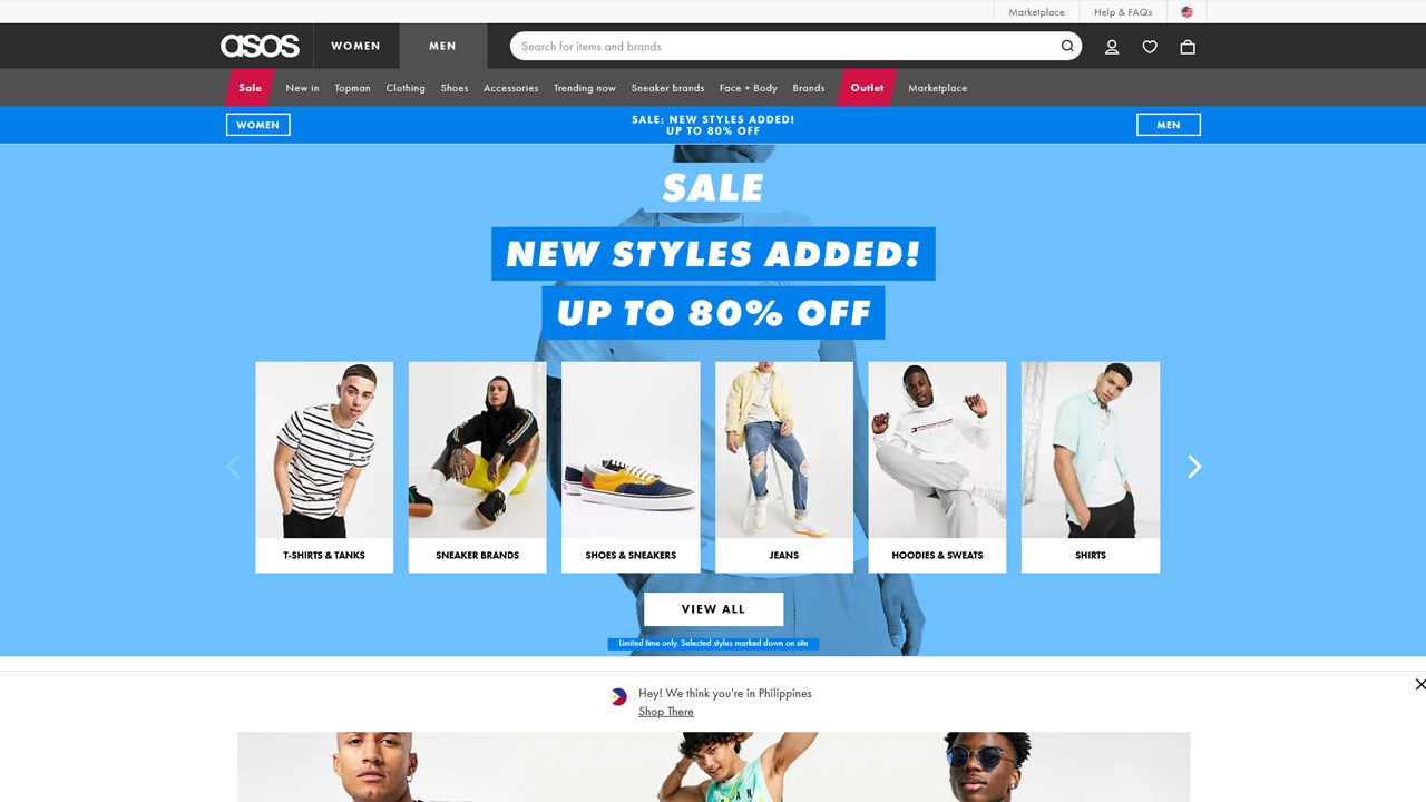asos men's homepage