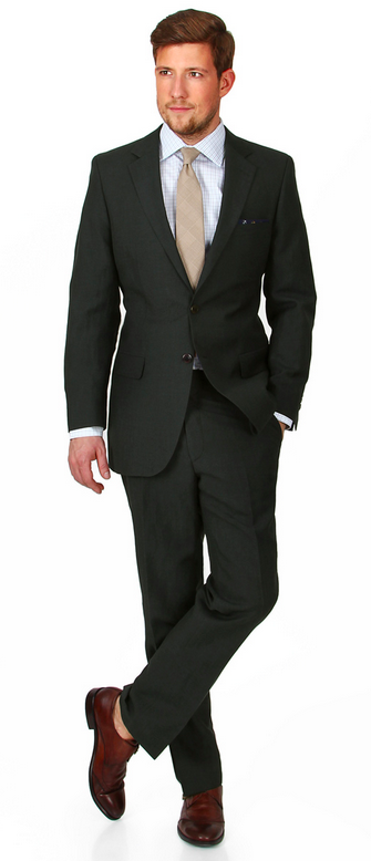 Oliver Wicks Olive Wool Linen Suit