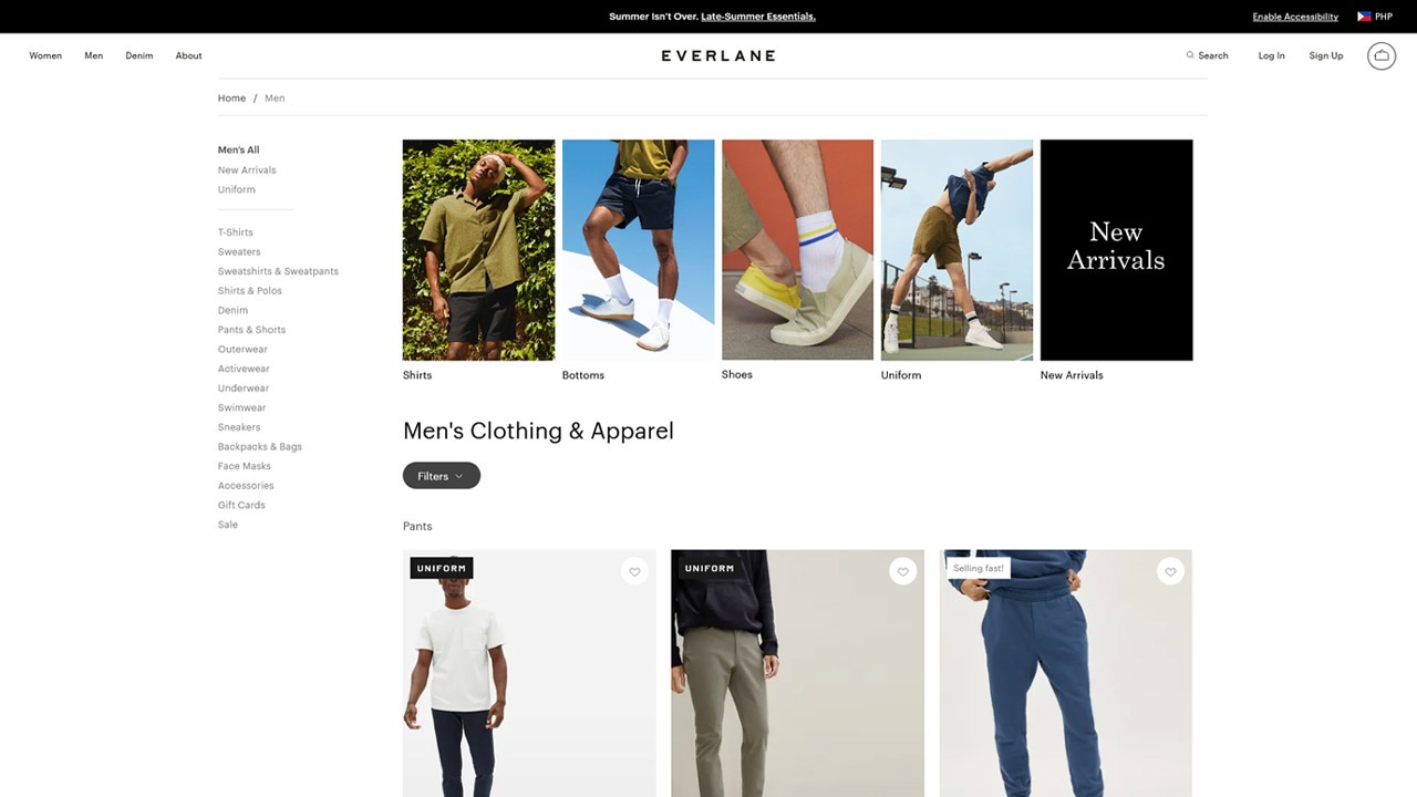 everlane homepage