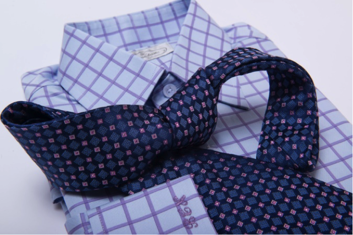 The Dark Knot’s Dorset Squares Blue w/ Pink Tie