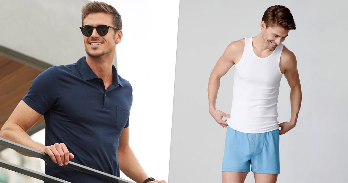 side by side image of men wearing mack weldon clothes
