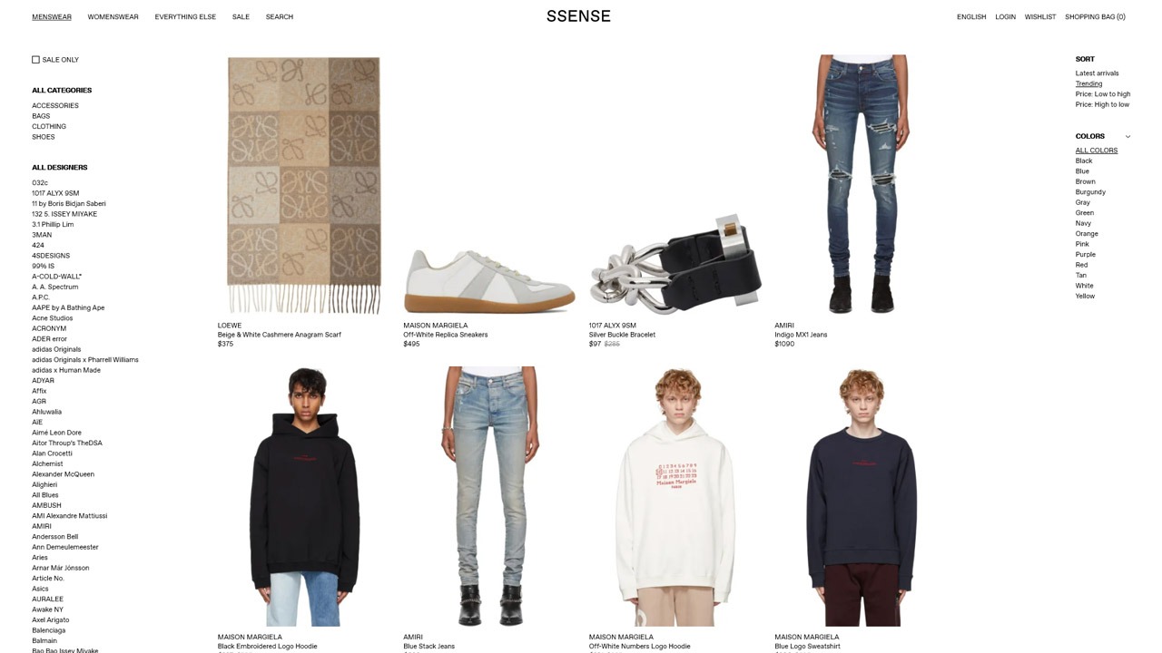 ssense homepage
