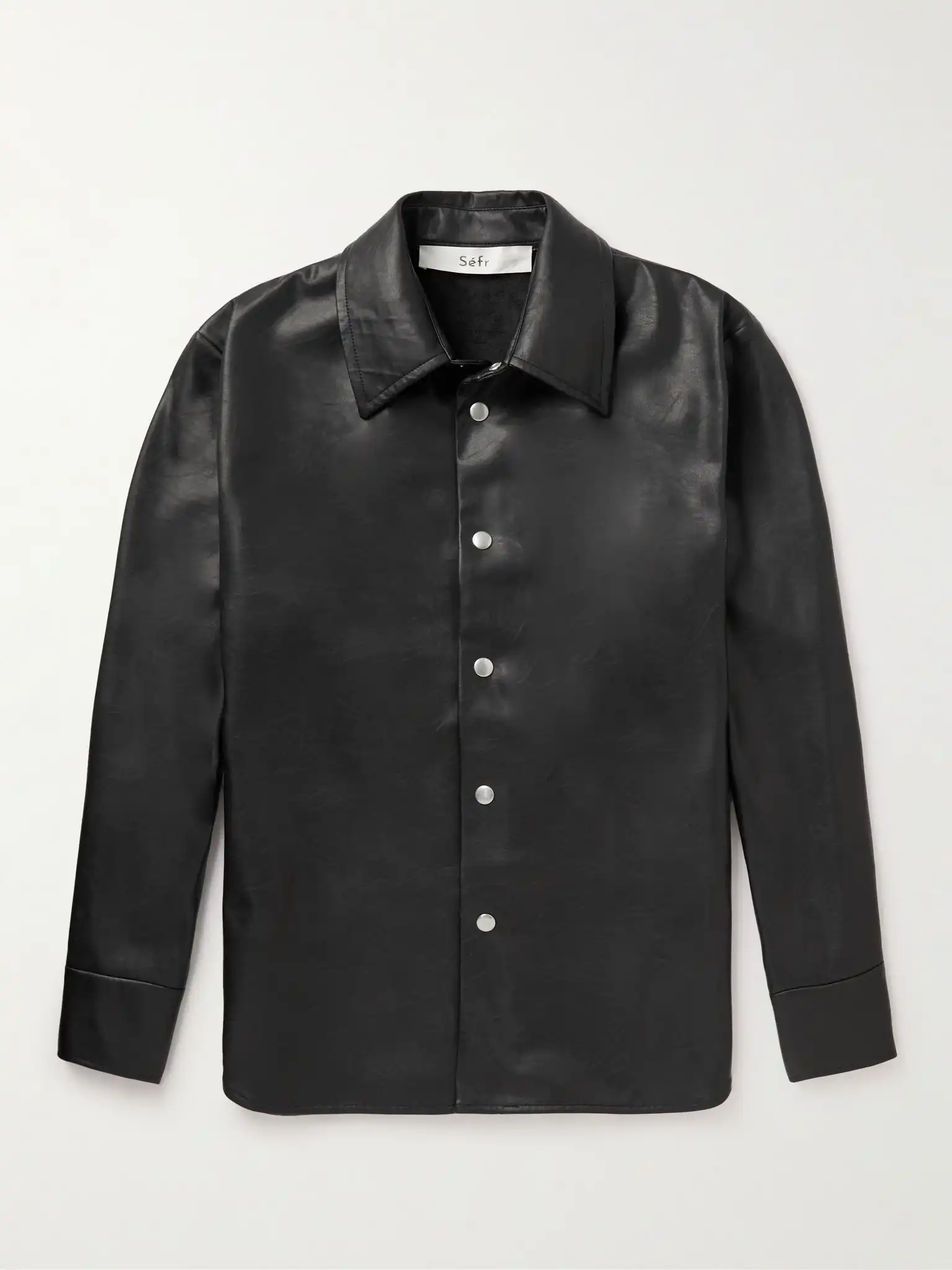 Séfr Faux Leather Shirt Jacket