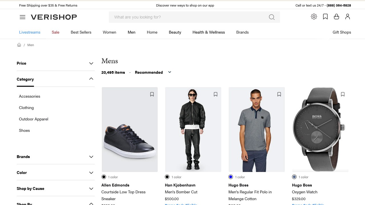 verishop homepage