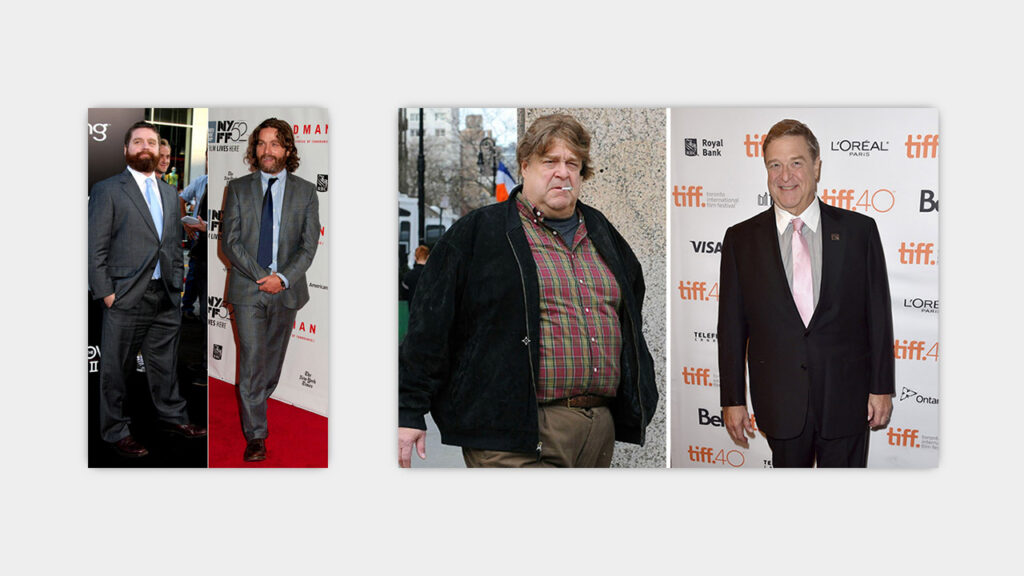 fat to skinny celeb transformations zach galifianakis john goodman