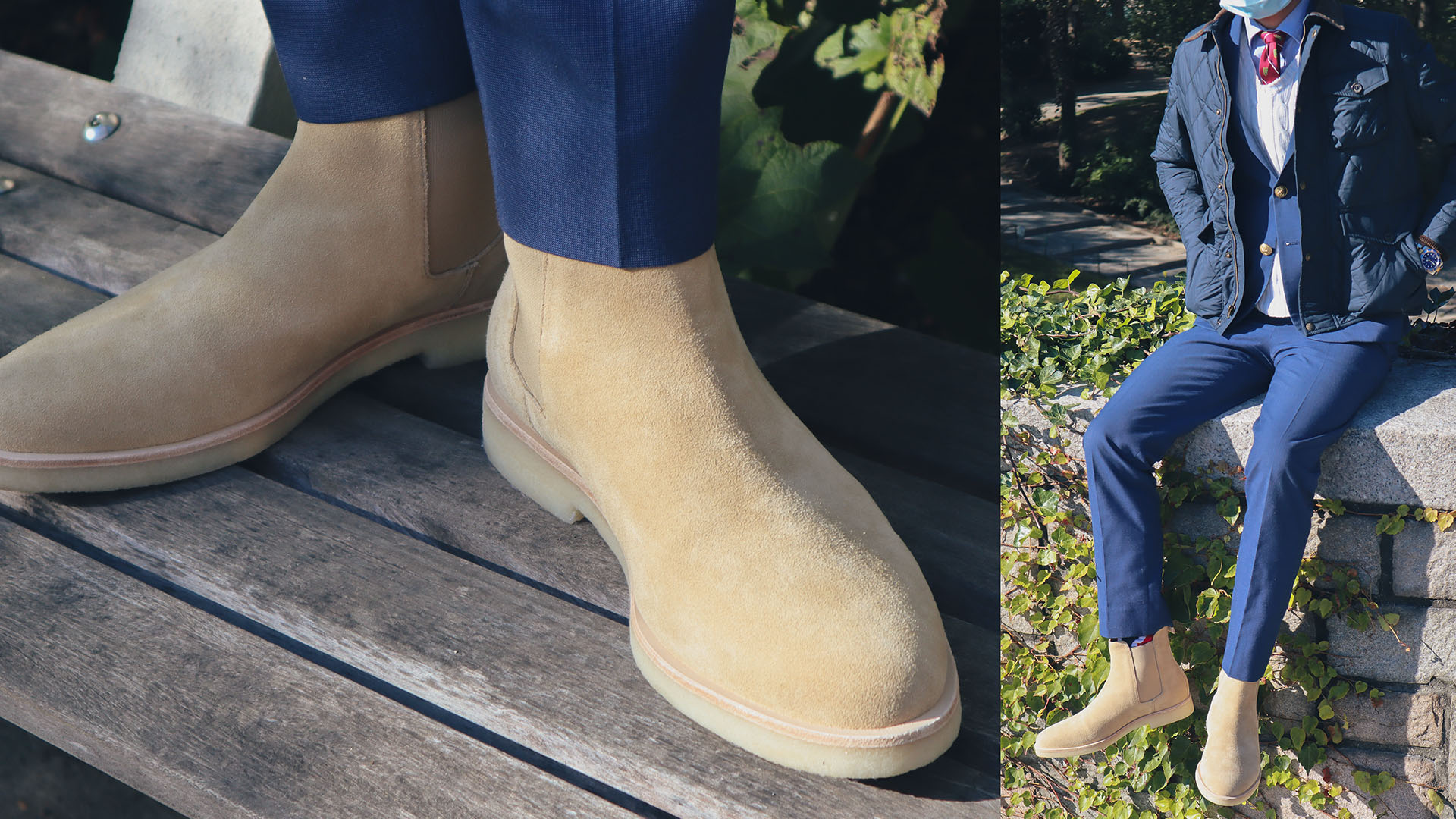 close up of new republic sonoma chelsea boot styled dressier