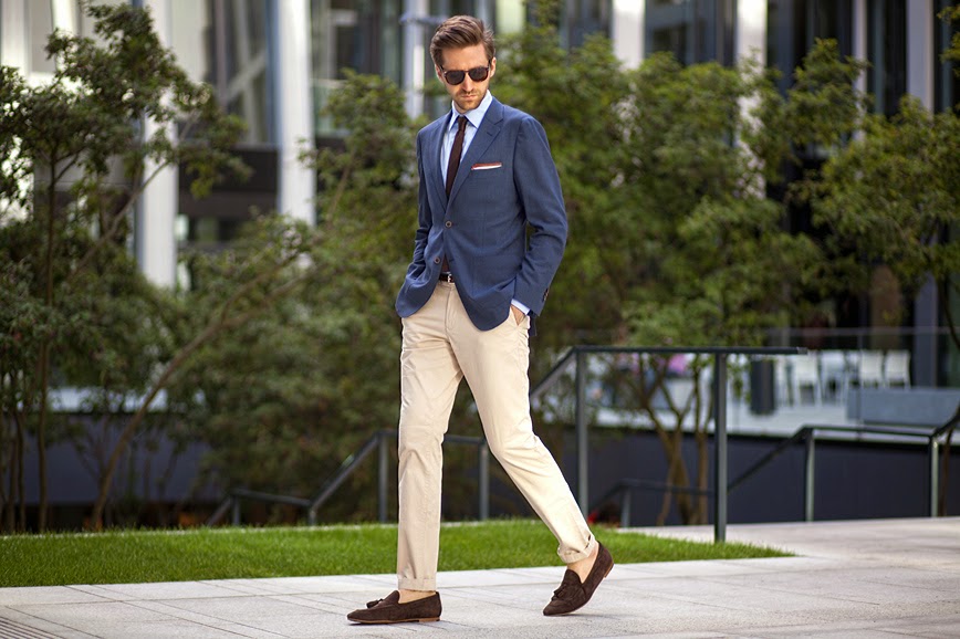 chinos and navy blazer - effortlessgent
