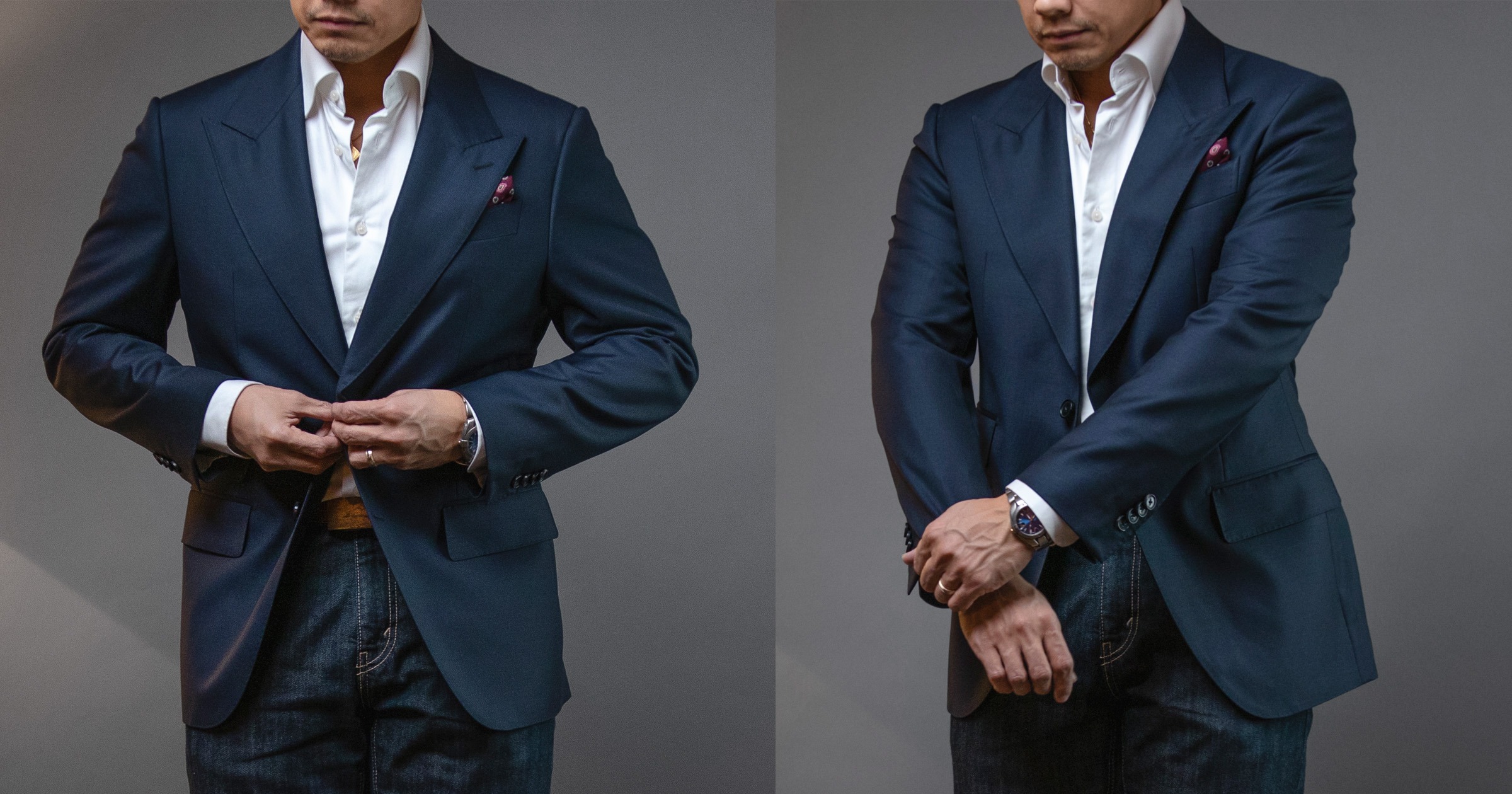 closeup of man in blue sport coat and white dress shirt