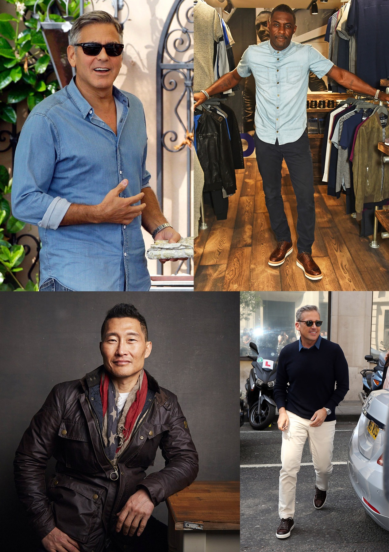 photo of clooney elba kim and carell older man style