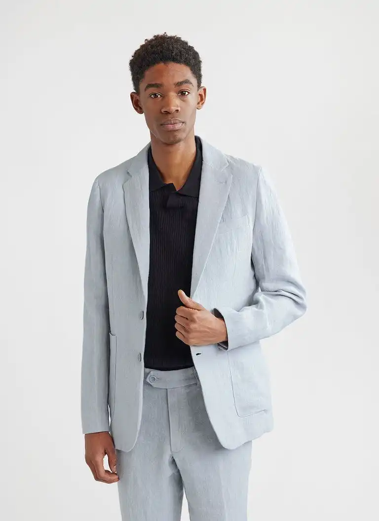 Percival Linen Blazer in Light Blue