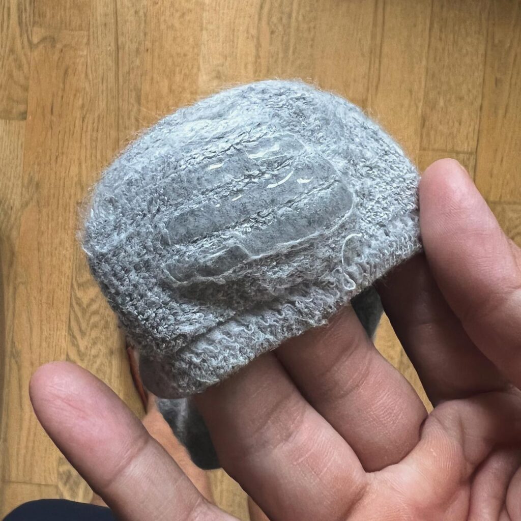 closeup of inside sock heel
