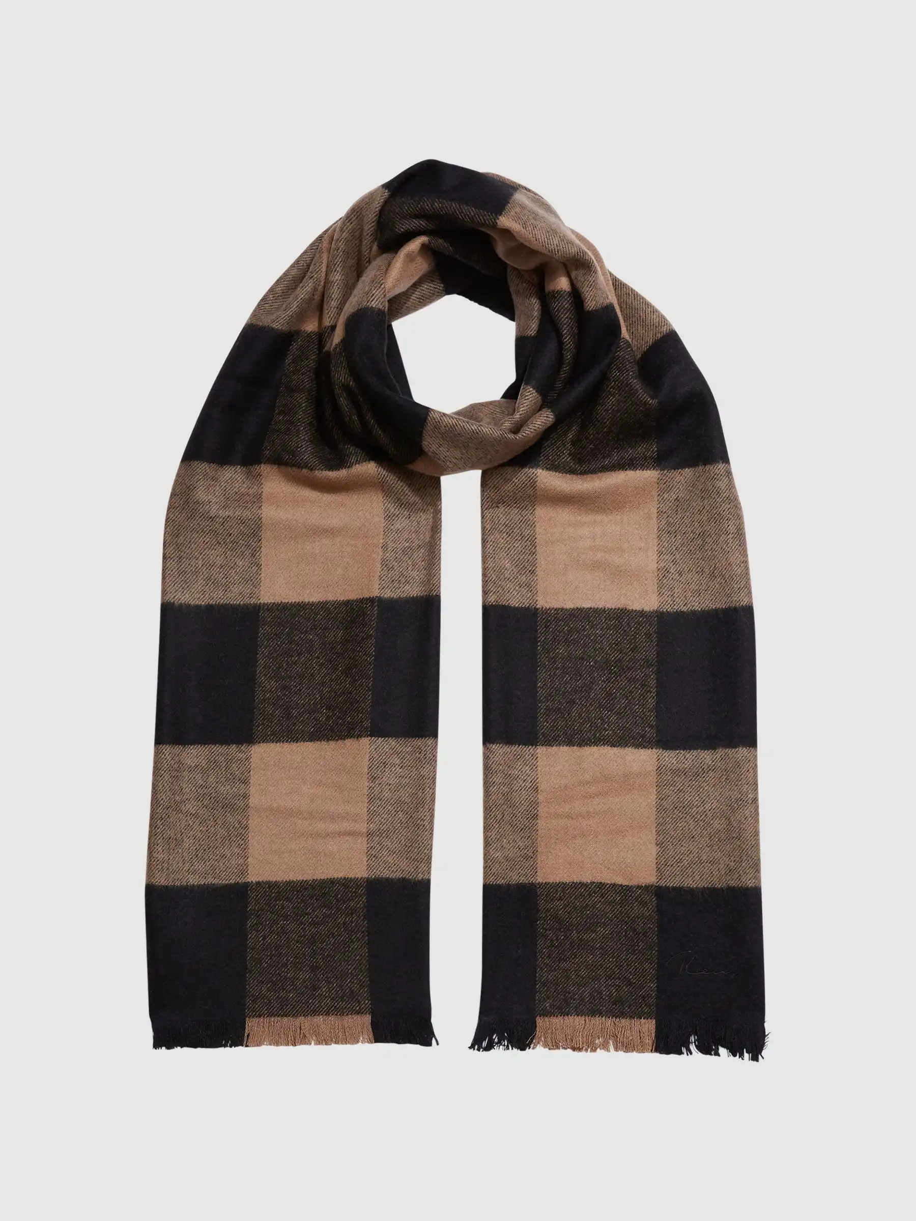 Reiss Zeus Wool Blend Check Scarf