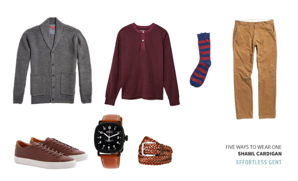 shawl collar cardigan outfit ideas for men - outfit 2