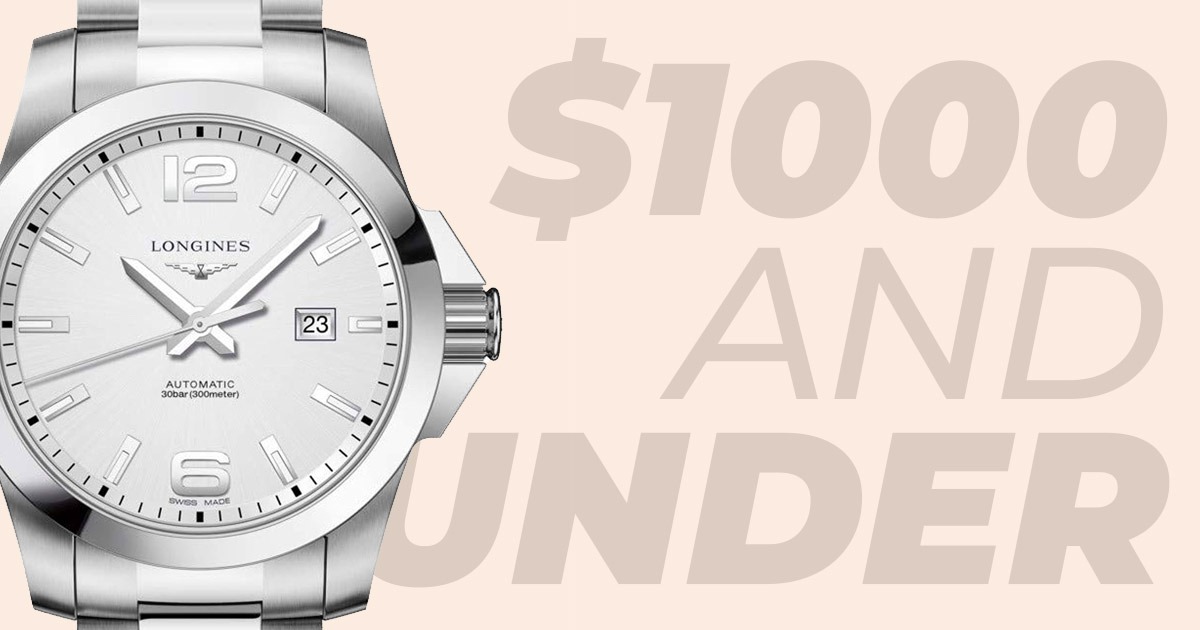 1000 and under header with silver watch